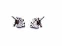 Silver CZ Unicorn Stud Earrings