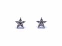 9ct White Gold Diamond Cluster Star Stud Earrings