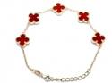 Silver Gold Plated Red Multi Clover Bracelet