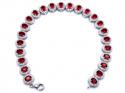 Silver Red & White CZ Oval Cluster Bracelet