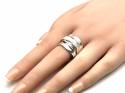 Silver Polished & Patterned Wide Strand Ring