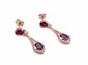 9ct Rose Gold Rhodolite Garnet & Diamond Earrings