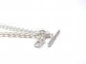 Silver Plated Double Watch Chain with T Bar 16 1/2