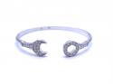 Silver Maidens Oval CZ Spanner Bangle