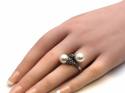 Silver Marcasite Pearl Ring Size N
