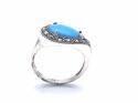 Silver Marcasite & Turquoise Ring Size L
