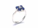 Silver Marcasite & Lapis Lazuli Ring Size K