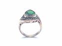 Silver Marcasite & Green CZ Ring Size N
