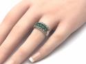 Silver Marcasite & Green CZ Band Size M