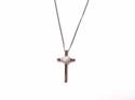 Silver CZ Heart Cross and Chain 18 inch