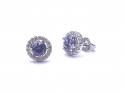 Silver Blue and White CZ Cluster Stud Earrings 8mm