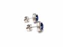 Silver Blue and White CZ Stud Earrings 10mm
