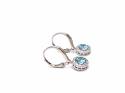Silver Blue & White CZ Hook Earrings