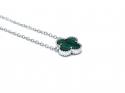 Silver Green Clover Pendant & Chain