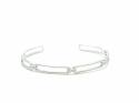 Silver Paperclip Link CZ Torque Bangle 62mm