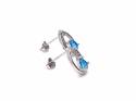 Silver Blue & White CZ Shooting Star Stud Earrings