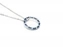 Silver Blue & White CZ Circle Pendant & Chain