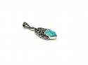 Silver Created Turquoise & Marcasite Pendant
