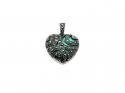 Silver Created Turquoise & Marcasite Heart Pendant