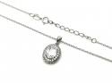 Silver CZ Oval Pendant & Chain