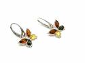 Silver Amber Butterfly Drop Earrings