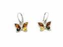 Silver Amber Butterfly Drop Earrings