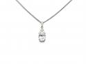 Silver CZ Oval Cluster Pendant & Chain