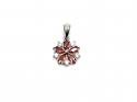 Silver Red & White CZ Flower Cluster Pendant
