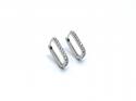 Silver CZ Oblong Hoop Earrings