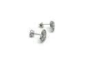Silver CZ Double CC Heart Stud Earrings