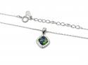Silver Created Opal & CZ Square Pendant & Chain
