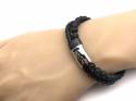 Black Leather & Lava Stone Bead Bracelet