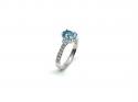Silver Blue Topaz & CZ 3 Stone Fancy Ring