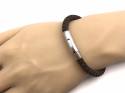 Leather Bracelet Dark Brown Steel Magnetic Clasp