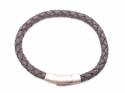 Leather Sesame Grey Bracelet Steel Magnetic Clasp