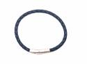 Leather Navy Blue Plaited Bracelet Magnetic Clasp