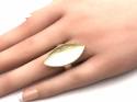 Silver Statement Marquise Brushed Gold Ring