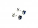 Silver Blue CZ Heart Stud Earrings