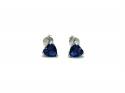 Silver Blue CZ Heart Stud Earrings