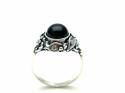 Silver Whitby Jet Ring Size O