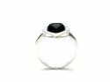 Silver Whitby Jet Heart Shaped Ring Size Q