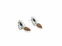 Silver Whitby Jet and Amber Earrings