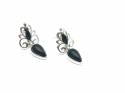 Silver Whitby Jet Drop Stud Earrings 13 x 25mm