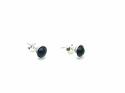 Silver Whitby Jet Round Stud Earrings 7mm