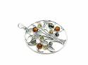 Silver Amber Tree Of Life Pendant 60x58mm