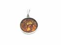 Silver Amber Tree Of Life Pendant 25x14mm