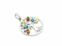 Silver Amber & Turquoise Tree Of Life Pendant
