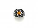 Silver Cognac Amber Sun Ring Size S