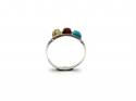 Silver Amber & Turquoise 3 Stone Ring Size N
