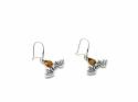 Silver Amber Bat Drop Earrings 28x22mm